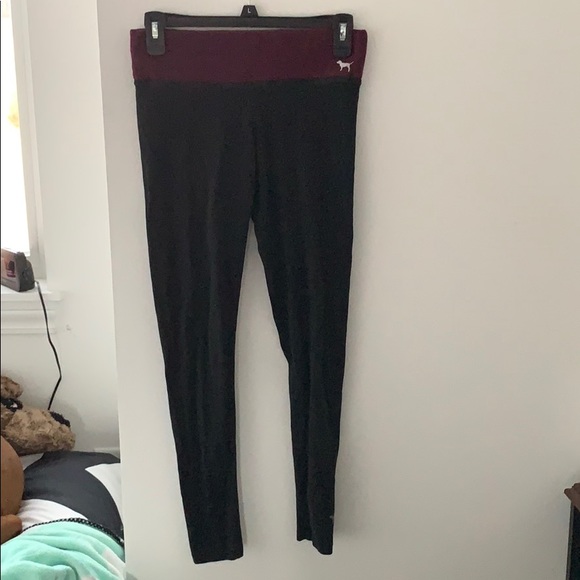 PINK black leggings with maroon band - Picture 1 of 1